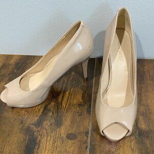Nine West Nude Patent Peep-Toe Pumps